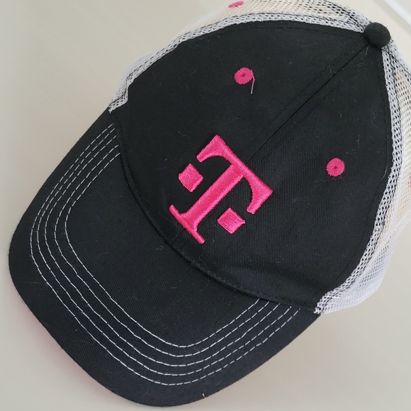T Mobile Other - T-Mobile Hat Trucker Style Snapback Black, Embroidered Pink Logo & White Mesh